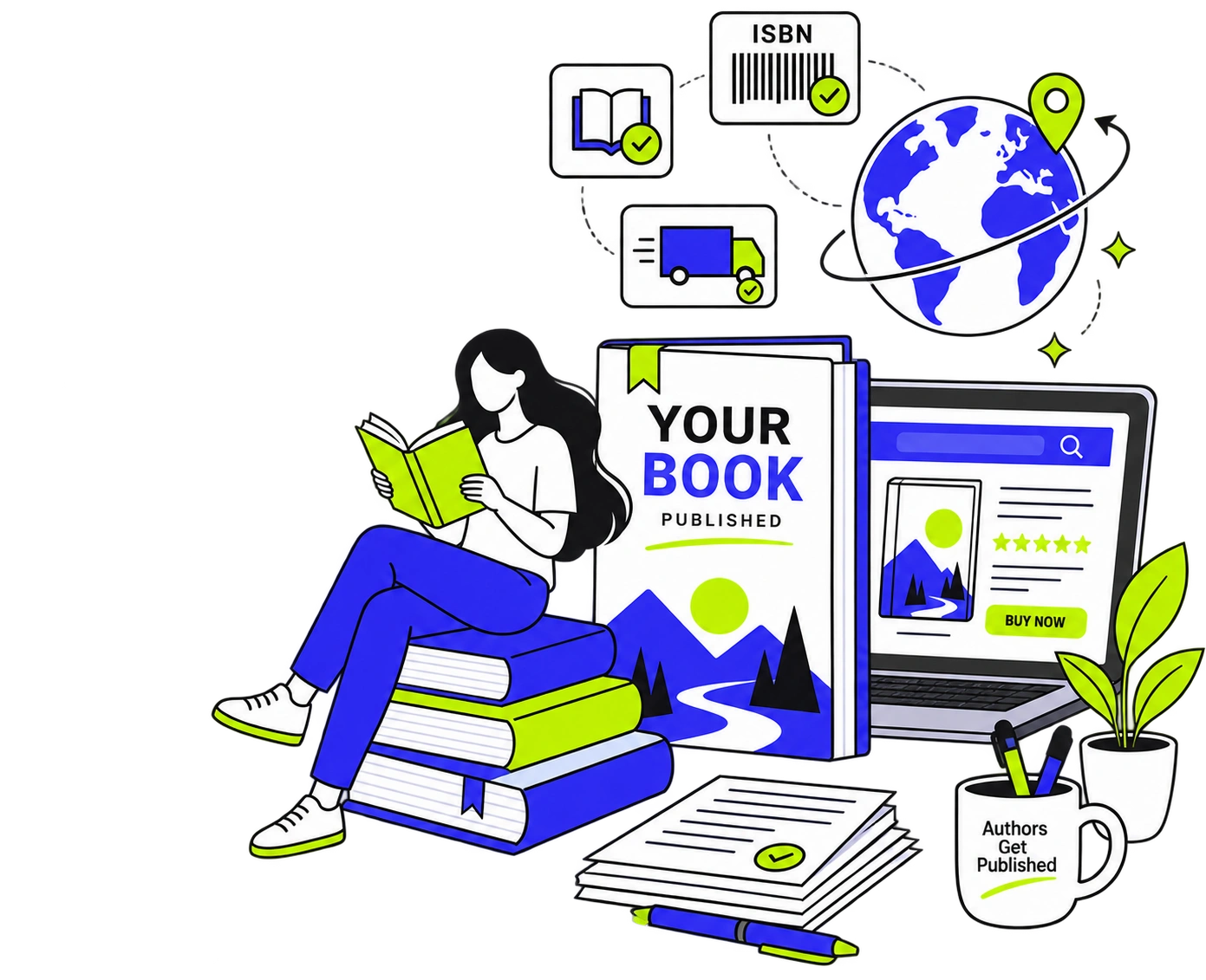 Author holding a professionally published book alongside its online retailer listing